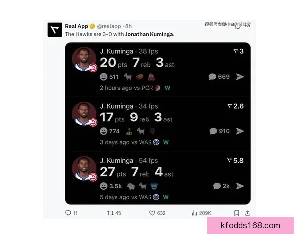 库明加连战连胜八场助老鹰全胜单场四记三分平生涯纪录